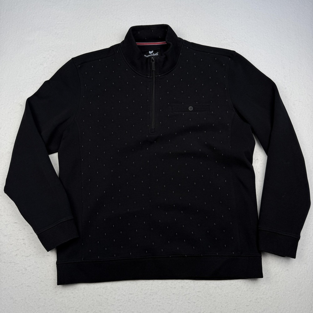 Buttercloth Sweatshirt Mens XL Black Quarter Zip Stretch Geometric Pullover Top